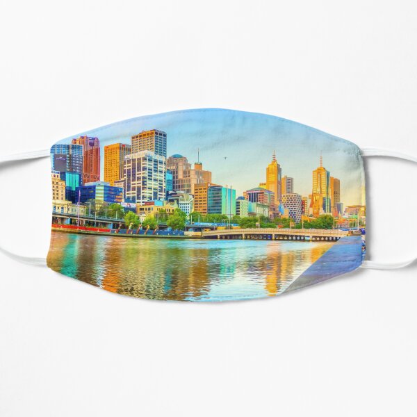 Oil on Canvas - Melbourne Skyline Yarra Reflections Flat Mask