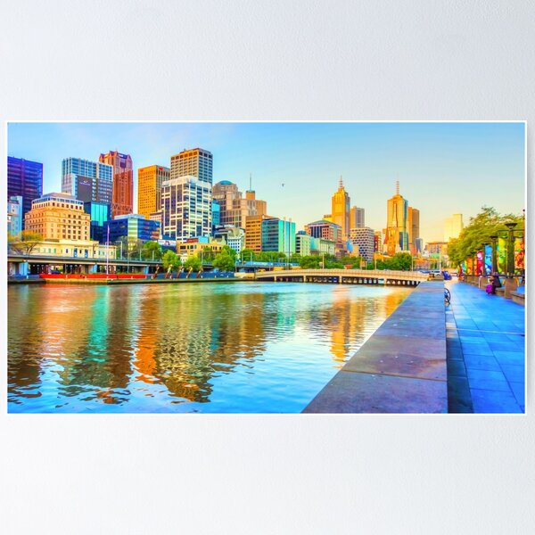 Item preview, Oil on Canvas - Melbourne Skyline Yarra Reflections designed and sold by Steven Jodoin.