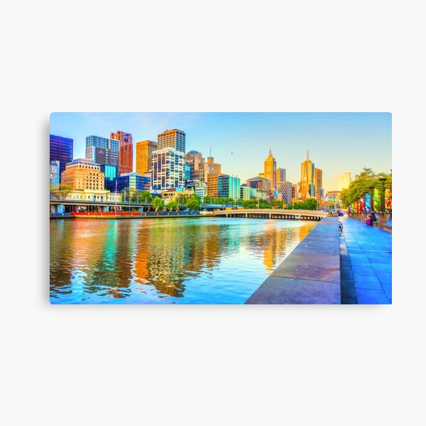 Item preview, Oil on Canvas - Melbourne Skyline Yarra Reflections designed and sold by Steven Jodoin.