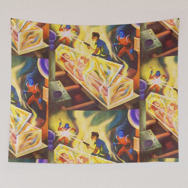Item preview, Scifi glass woman coffin  Vintage illustration designed and sold by Vintage Designs +.