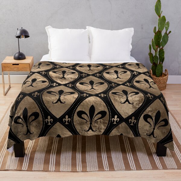 Item preview, Fleur-de-lis pattern black and gold designed and sold by k9printart.