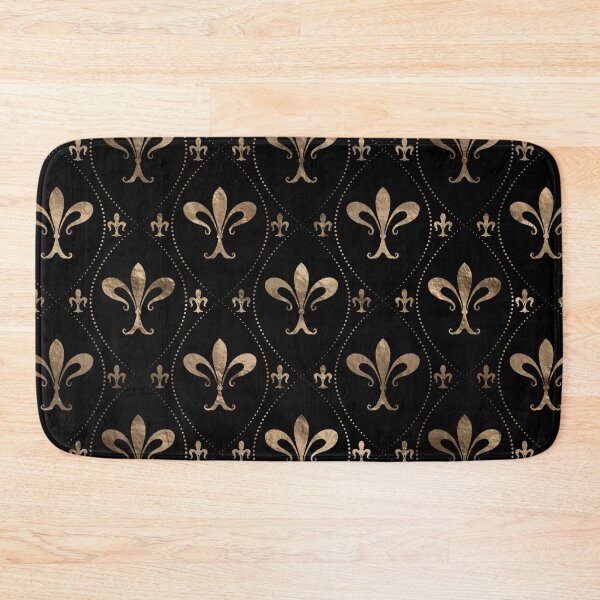 Item preview, Fleur-de-lis pattern black and gold designed and sold by k9printart.
