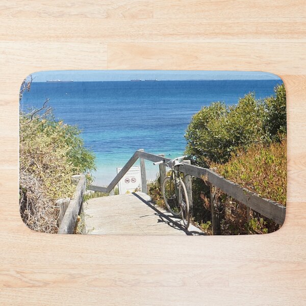 Item preview, Path to the beach in summer - blue sky, white sand, blue ocean, green coastal vegetation and a beach bike! designed and sold by JellyBeenzz.