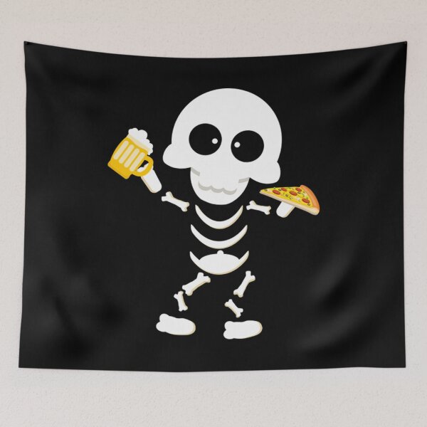 Item preview, Funny Skeleton Pizza Beer Halloween designed and sold by Pricehotshop.