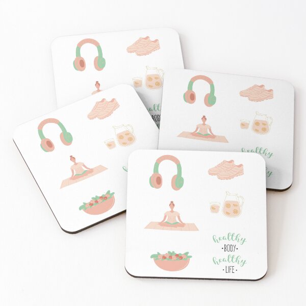 Item preview, Paquete de colección Healthy Body Healthy Life en rosa y verde azulado designed and sold by delinscious.