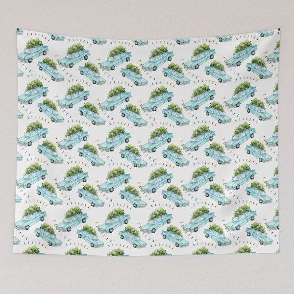 Item preview, Christmas pattern with flying car designed and sold by SimpleWishesArt.