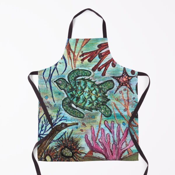 Item preview, Mr green turtle watercolour mask design coral reef painting 2020 by mysticladyart  designed and sold by mystic lady vintage art and fashion designs.