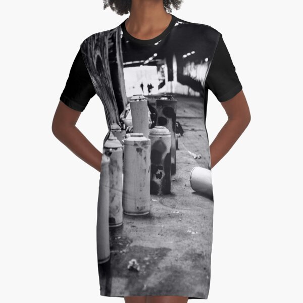 Photography Of The Old Banksy Graffiti Tunnel in London With Empty Spray Cans Graphic T-Shirt Dress