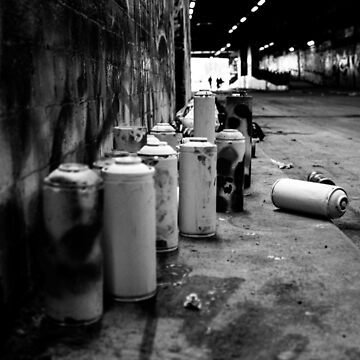 Artwork thumbnail, Photography Of The Old Banksy Graffiti Tunnel in London With Empty Spray Cans by WE-ARE-BANKSY