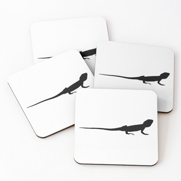 Bearded Dragon Reptile Silhouette Coasters (Set of 4)