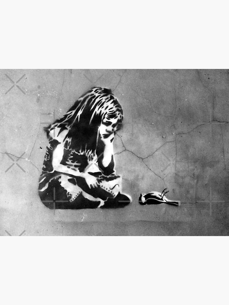 Sad Girl With Dead Bird - BANKSY- Stencil Graffiti | Art Print