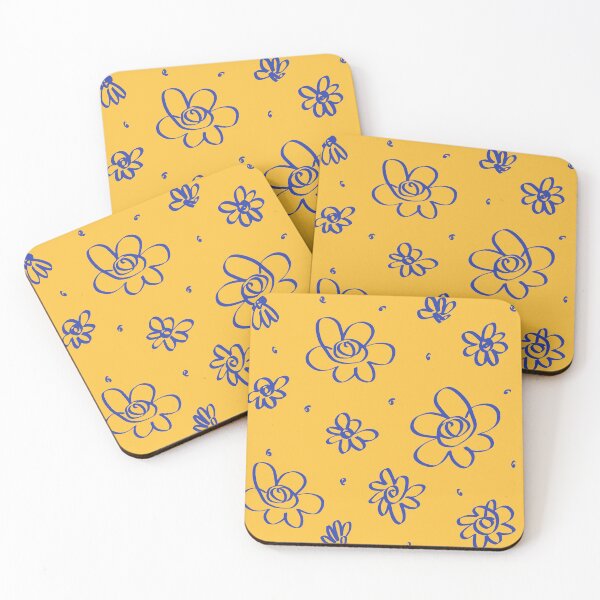 Item preview, Blue Linguine Flowers on Yellow designed and sold by foft.