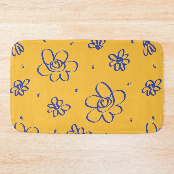 Item preview, Blue Linguine Flowers on Yellow designed and sold by foft.