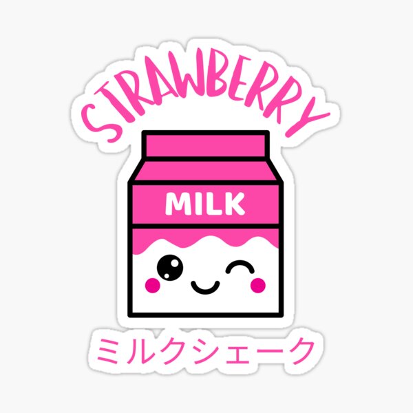 Kawaii pink strawberry milkshake ミルクシェーク Sticker
