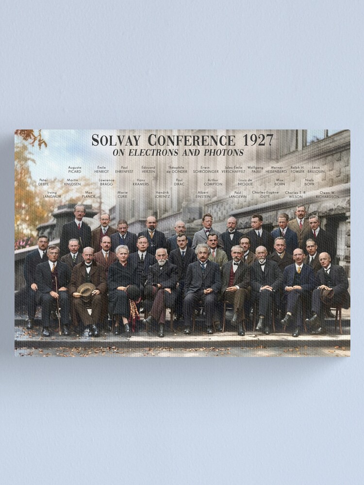 Alternate view of Solvay Conference 1927 poster. Einstein, Curie, Bohr and more. Canvas Print