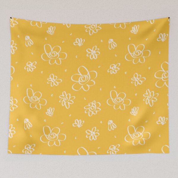 Item preview, White Linguine Flowers on Mustard designed and sold by foft.