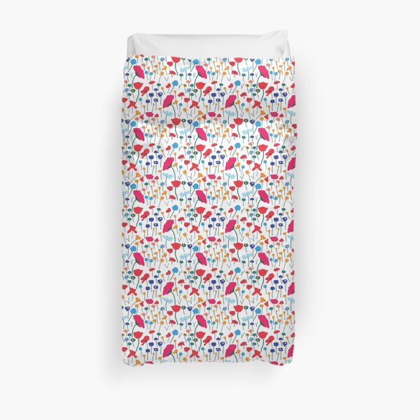 Poppy Meadow White Duvet Cover
