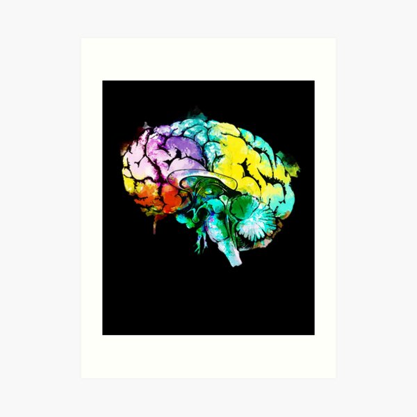 Digital brain surreal art. Mindfulness gifts. Art Print for Sale