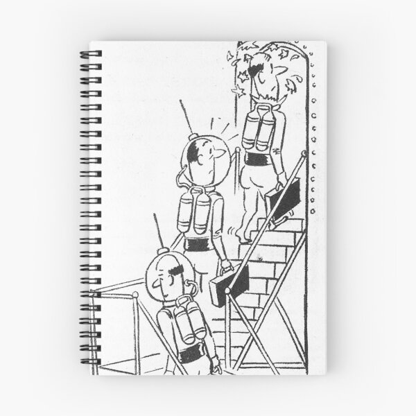 Item preview, Spacemen walking into a rocket ship Vintage illustration designed and sold by Vintage Designs +.
