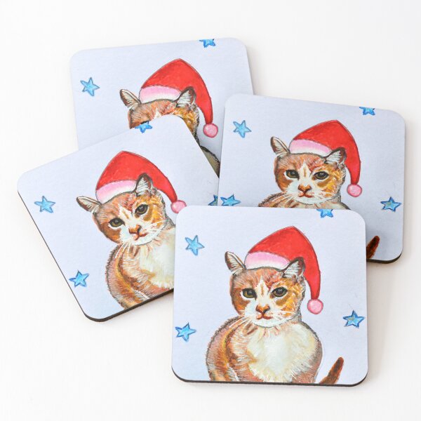 Item preview, Christmas Cat kitten kitty feline red hat festive designed and sold by artbymanjiri.