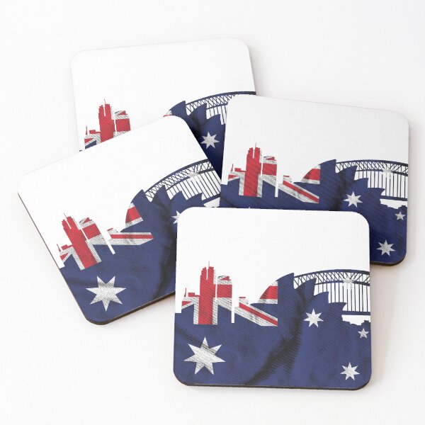 Artikelvorschau, Australische Flagge Sydney Skyline entworfen und verkauft von Primroaddesigns.