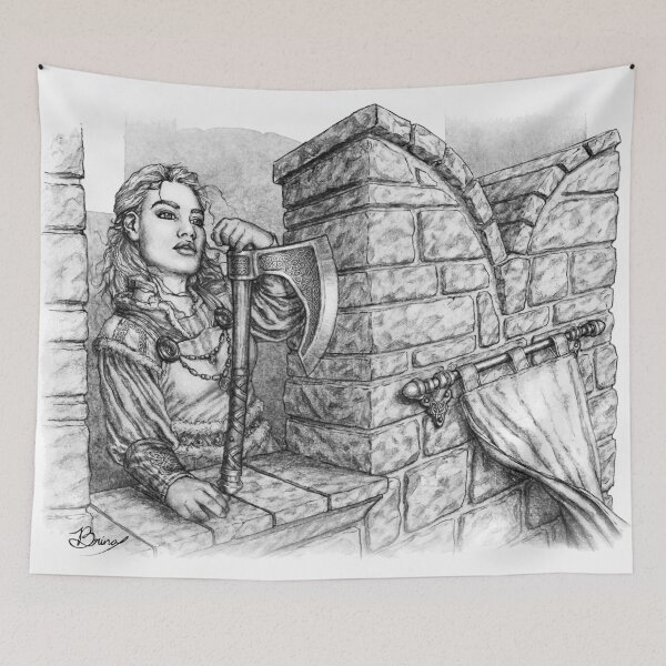 Item preview, Dwarf Lass on Battlements designed and sold by Brina Williamson.