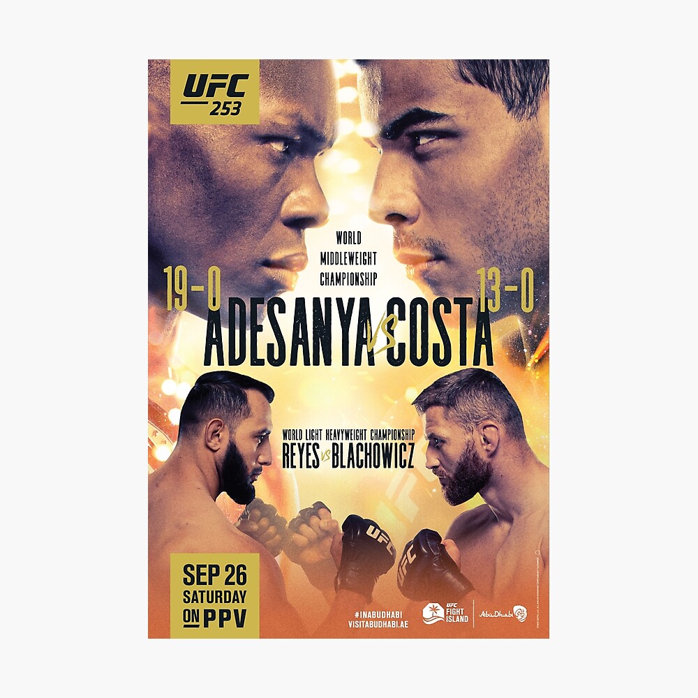 UFC 253 Poster ADESANYA VS COSTA Fight Poster Premium Quality Choose your Size