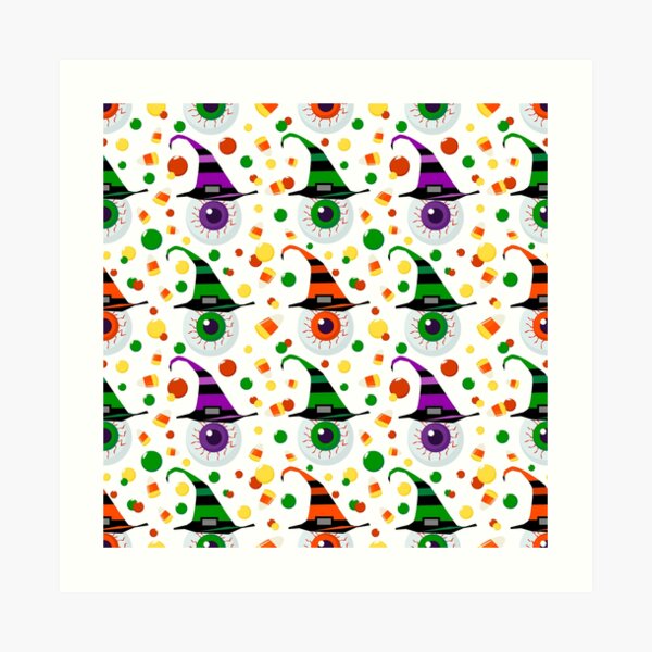 Eyes with hat in candyland on white Art Print