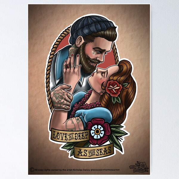 Item preview, Lovers at sea designed and sold by Nickdancytattoo.
