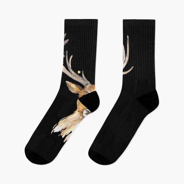 Item preview, Deer head watercolor black background designed and sold by Jenmag.