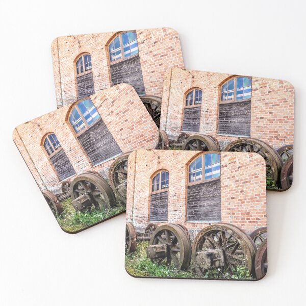 Item preview, Old train wheels near the industrial building designed and sold by Tanja Dianova.