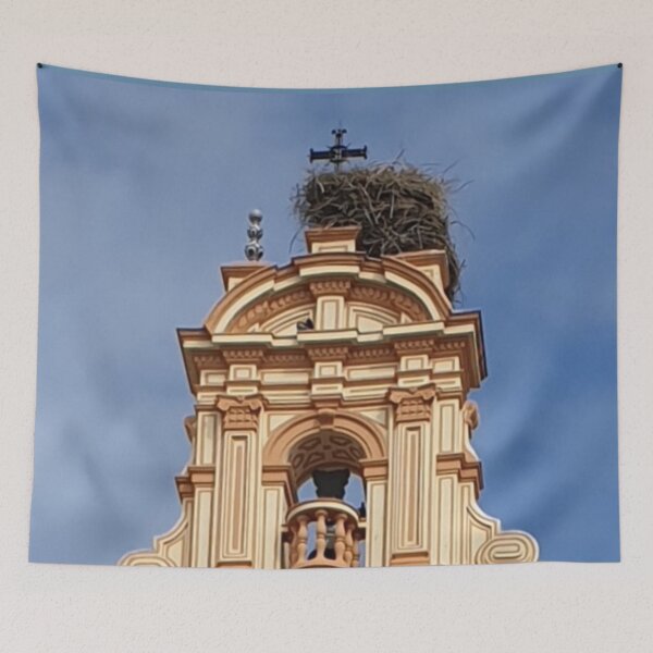 Item preview, New life atop a Spanish church. Blue, beige, grey designed and sold by JellyBeenzz.