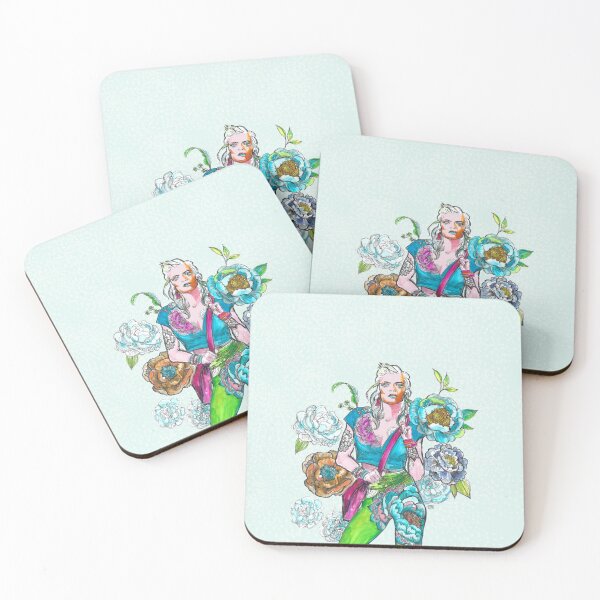 Item preview, Fashion Illustration with Flowers - Floral Leggings - Bright Colours. designed and sold by FanitsaArt.