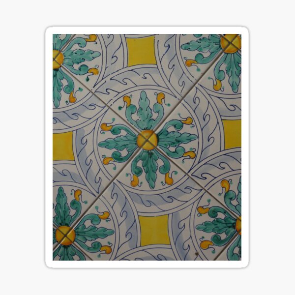 Item preview, Positano ceramic tiles, Amalfi Coast, Italy, Green, yellow, white, blue designed and sold by JellyBeenzz.