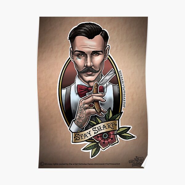 Traditional barber tattoo Poster for Sale by Saphirtattoos  Redbubble