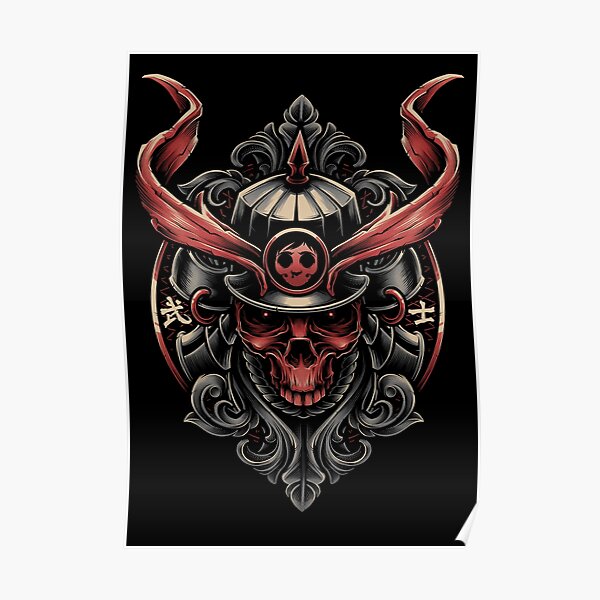 Samurai Skull Poster By Blackoutstore Redbubble Samurai Skull Poster By Blackoutstore Redbubble