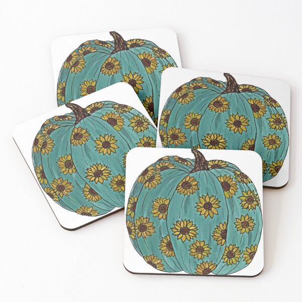 Item preview, Blue Autumn pumpkin painted with sunflowers designed and sold by Beardraws18.