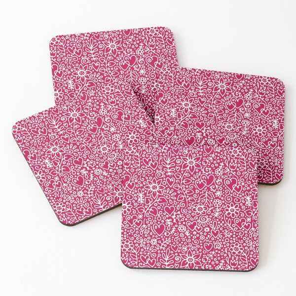 Item preview, multicolor abstract print with flowers leaves and hearts designed and sold by NikaAstra.