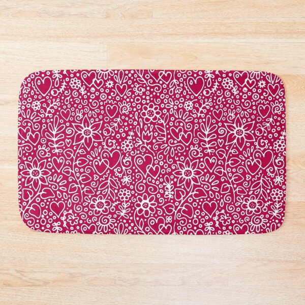 Item preview, multicolor abstract print with flowers leaves and hearts designed and sold by NikaAstra.