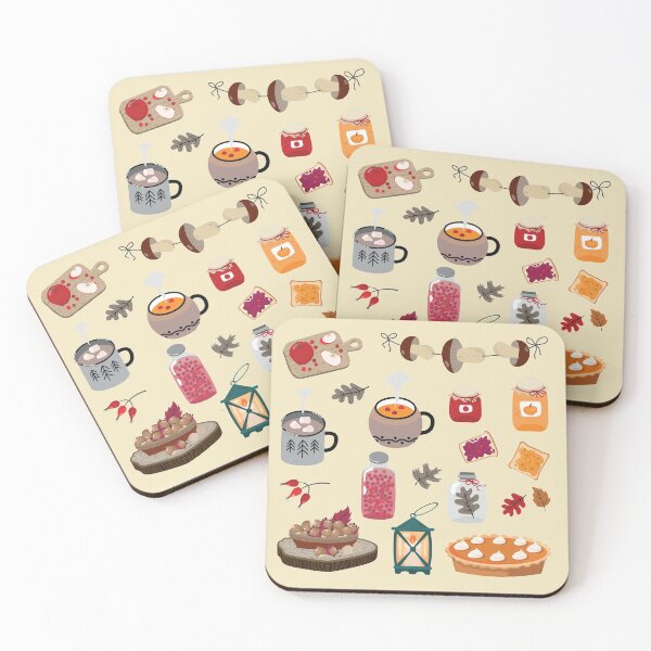 Item preview, Assorted Autumn Fall Apples, Hot Chocolate, Pumpkin Pie, Cranberry Jam, Pumpkin Jam, Acorns and Leaves Set designed and sold by Alicia Chee.