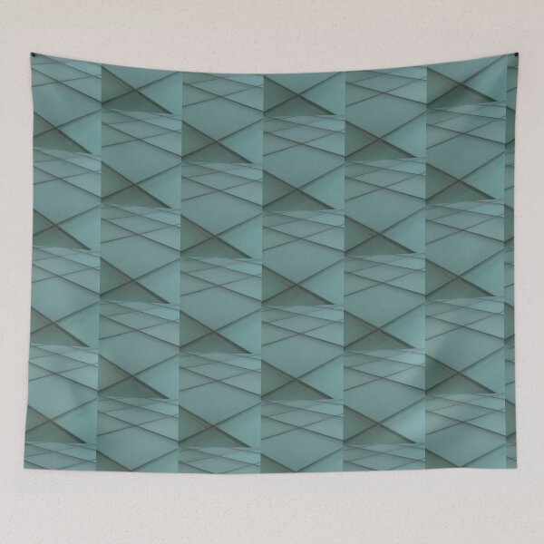 Item preview, Modern, glass walkway. Doha, Qatar. Diamond shape pattern, blue green opaque glass, darker borders designed and sold by JellyBeenzz.