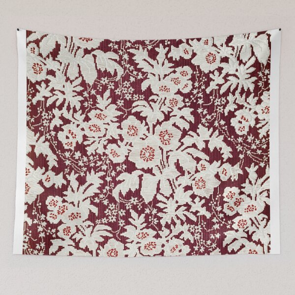 Item preview, Burgundy silk by Digby Wyatt | Vintage English Fabric designed and sold by Bebichic.