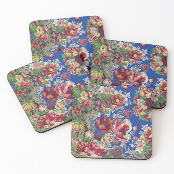 Item preview, Floral Antique Painting by Digby Wyatt | Blue Opulent Vintage English Floral Pattern Painted designed and sold by Bebichic.