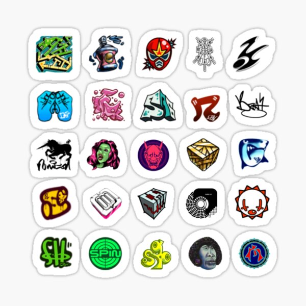 Vista previa del artículo con la obra «Jet Set Radio Future (JSRF) Pequeño Graffiti Tags», diseñado y vendido por everything4eva.