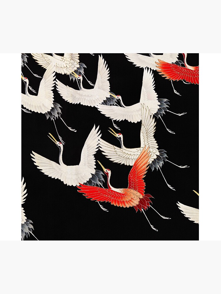Disover Japanese flying cranes vintage retro print Shower Curtain