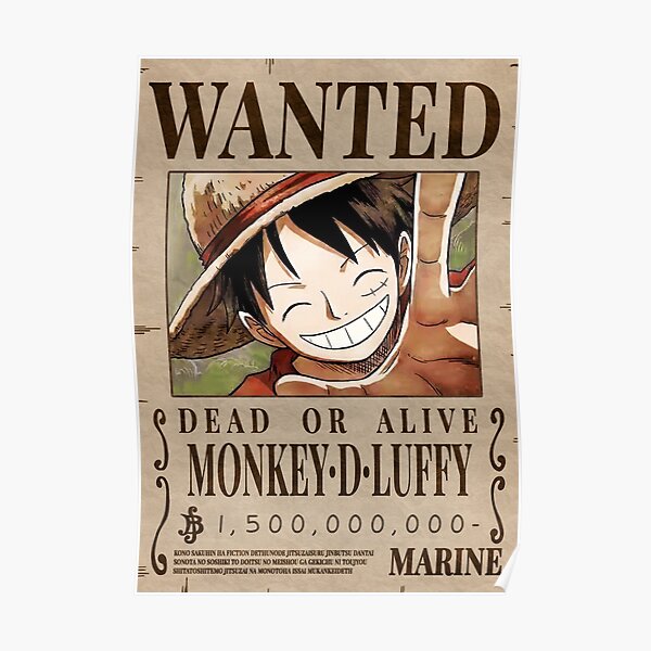 Monkey D Luffy Wanted Bounty Poster Poster By Nichinu Redbubble