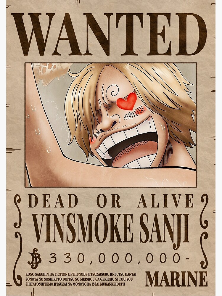 Vinsmoke Sanji Wanted Bounty Poster Postcard By Nichinu Redbubble