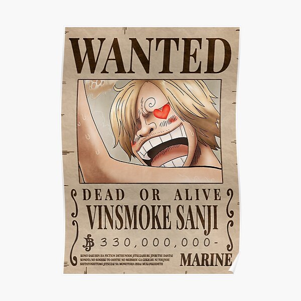 Vinsmoke Sanji Wanted Bounty Poster Poster