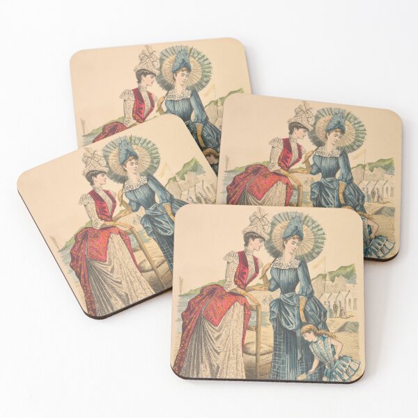 Item preview, Two Vintage Ladies and a girl at the Sea Poster from a 1887 French Fashion Journal designed and sold by Vintage-TM.