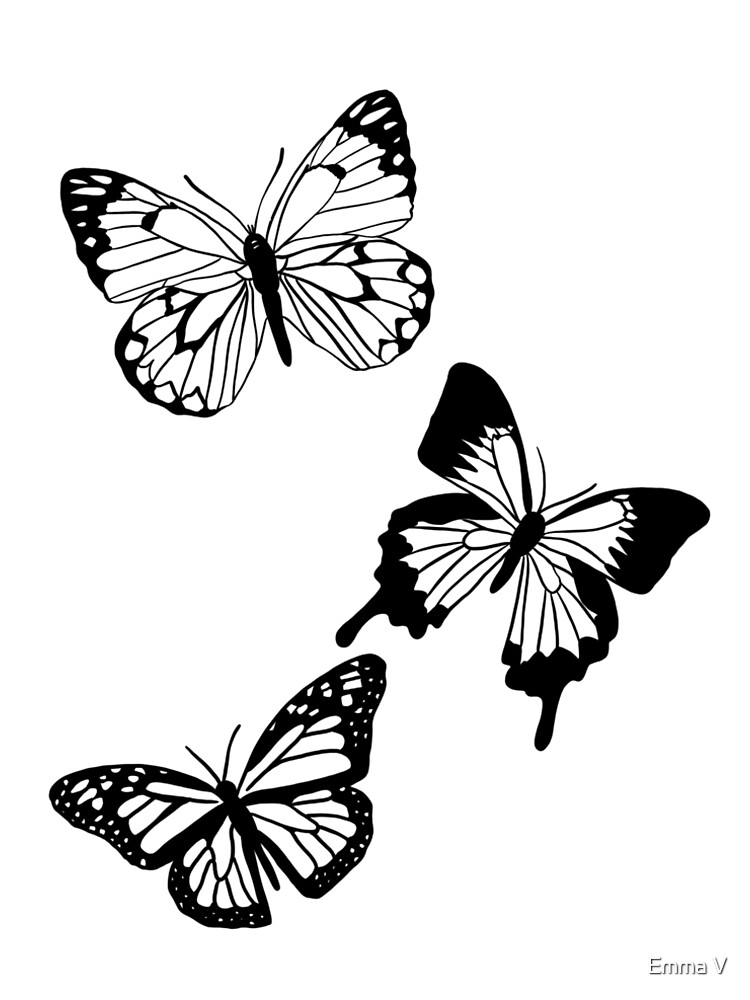 Black And White Butterflies Butterfly A-Line Dress Black And White Butterflies Butterfly A-Line Dress